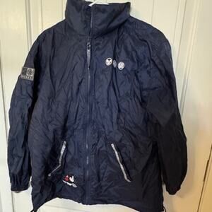 Disney Park Rain Jacket Mickey Zip Front hood Wind Breaker Navy S